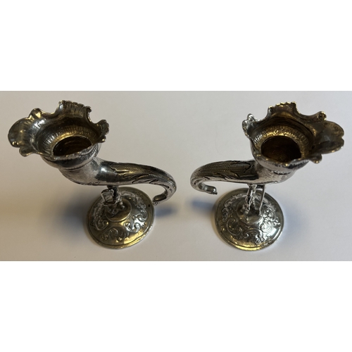 382 - An impressive pair of novelty figural Victorian silver vases bearing import marks. Marked to bodies.... 