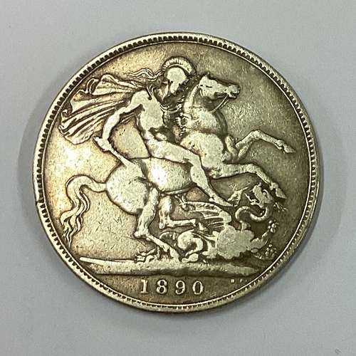 40 - An 1891 silver Crown coin. Approx. 30 grams. Est. £20 - £30.