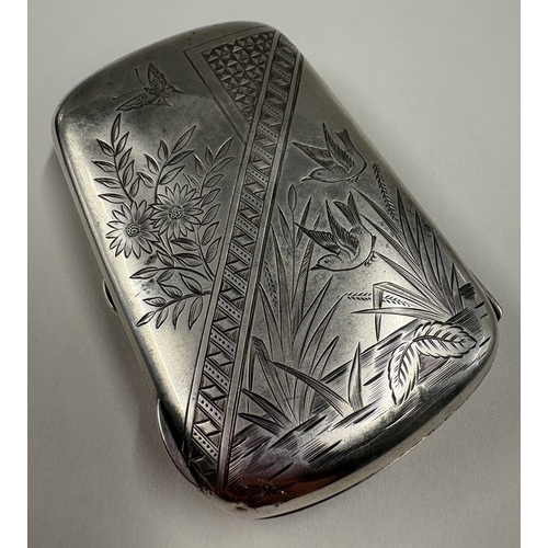 439 - An Aesthetic Movement Victorian silver cigarette case. 1877. By George Unite. Approx. 71 grams. Est.... 