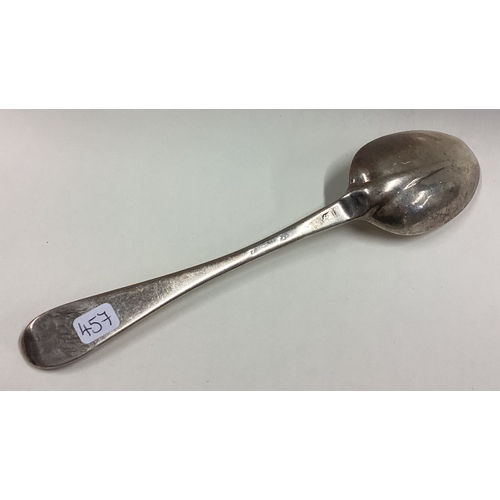 457 - A Provincial silver rat tail spoon. Marked to reverse. Approx. 62 grams. Est. £80 - £120.