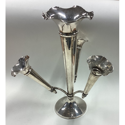 481 - A silver triple posy holder. Birmingham. Approx. 342 grams of gross weight. Est. £200 - £300.