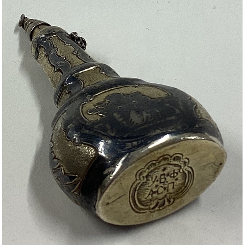 490 - An 18th Century Russian silver and Niello flask. Circa 1780. Approx. 44 grams. Est. £800 - £1200.