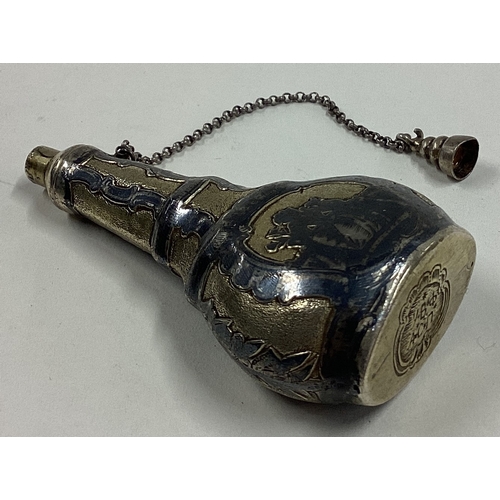 490 - An 18th Century Russian silver and Niello flask. Circa 1780. Approx. 44 grams. Est. £800 - £1200.