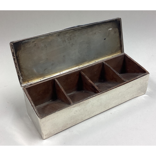 535 - A heavy silver four-compartment stamp case with engine turned decoration. Approx. 92 grams of gross ... 