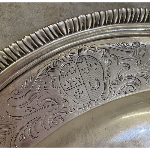 550 - A large and oversized rare pair of impressive George II silver 'second course' dishes. Marked with m... 