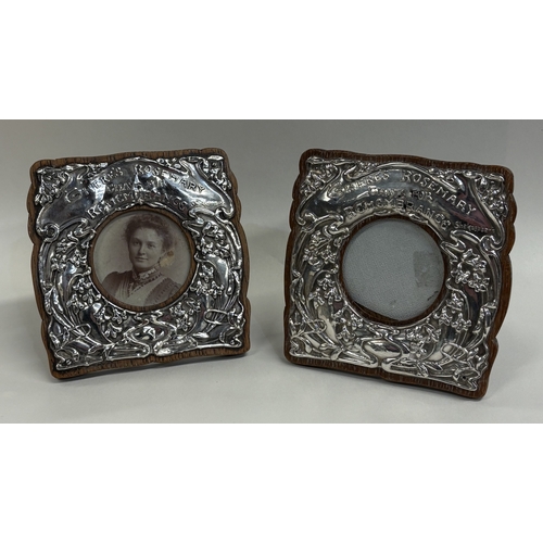 562 - A pair of Art Nouveau silver mounted frames entitled 'There's Rosemary, that's for Remembrance, Shak... 