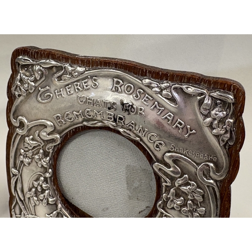 562 - A pair of Art Nouveau silver mounted frames entitled 'There's Rosemary, that's for Remembrance, Shak... 