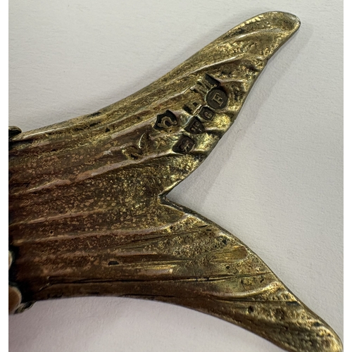 57 - A rare and fine German silver gilt articulated figure of a fish bearing English import marks. London... 