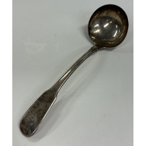 589 - A 19th Century silver ladle. Marked to reverse. Approx. 56 grams. Est. £60 - £80.