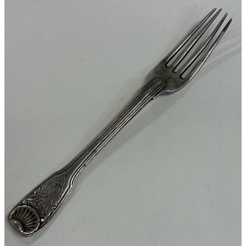 591 - An 18th Century Continental silver fork. Approx. 61 grams. Est. £50 - £80.