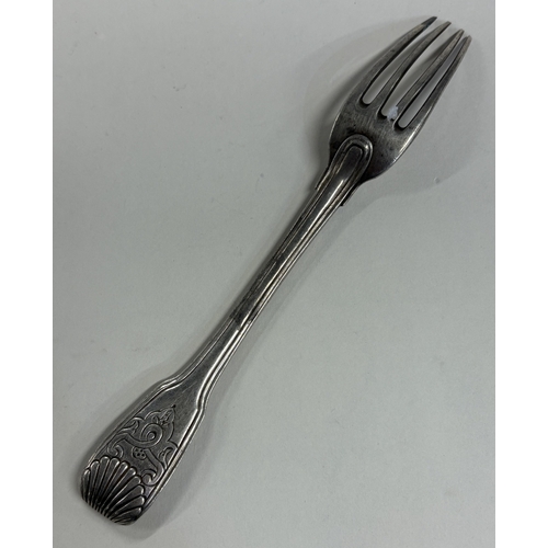 591 - An 18th Century Continental silver fork. Approx. 61 grams. Est. £50 - £80.