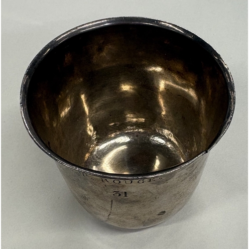 606 - An 18th Century silver beaker. Marked to base. Approx. 73 grams. Est. £150 - £200.