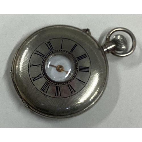 610 - A gent's silver and enamelled half hunter pocket watch of heavy gauge. Approx. 100 grams. Est. £60 -... 