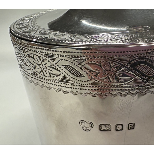 625 - A good silver tea caddy with bright-cut decoration in the Georgian style. London 1941. By Maxfield &... 