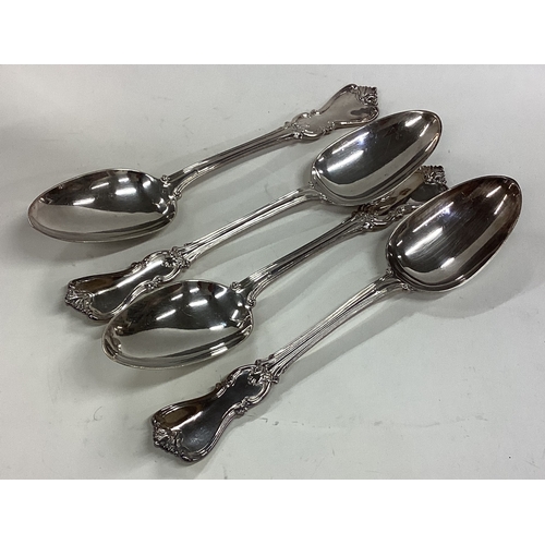 680 - A set of four silver Albany pattern dessert spoons. London. Approx. 206 grams. Est. £80 - £120.