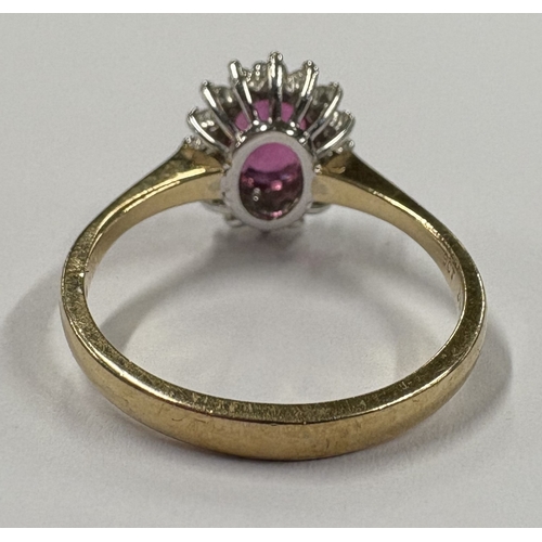 716 - A good diamond set cluster ring in 9 carat mount.  Approx. ring size M 1/2. Approx. 3 grams. Est. £6... 