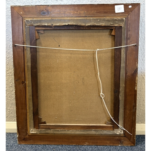 103 - A gilt framed oil on canvas depicting a portrait of a seated lady in blue dress. Approx. 50 cm x 60 ... 