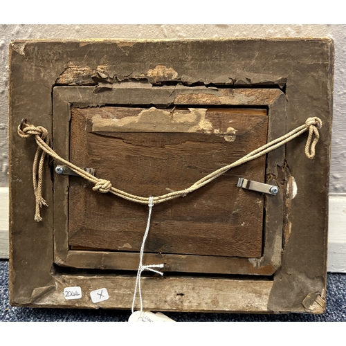 107 - FLEMISH SCHOOL: ROBERT VAN DEN HOECKE: (Flemish, 1622 - 1668): A gilt framed and glazed oil on coppe... 