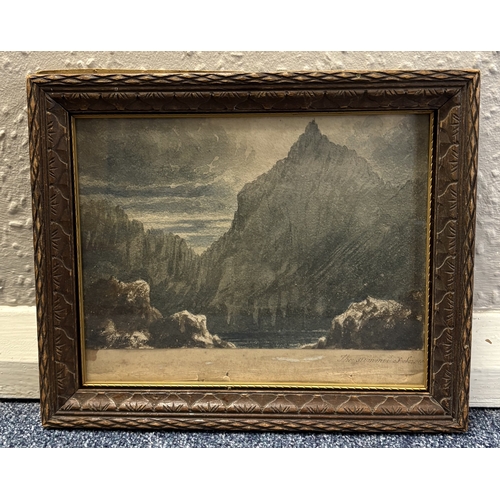 109 - AFTER JOSEPH MALLORD WILLIAM TURNER: A framed and glazed watercolour entitled 'The summit of Snowdon... 