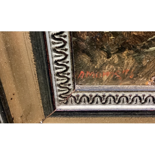 127 - ALFRED MORRIS: (British, fl. 1853 - 1873): A framed oil on canvas depicting sheep in a Highland land... 