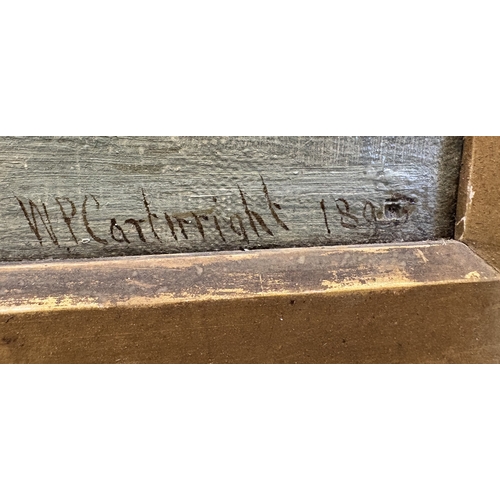 132 - WILLIAM P CARTWRIGHT: (British, 1855 - 1915): A gilt framed oil on canvas entitled, 