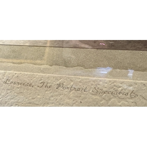 134 - A pair of large wooden framed vintage black and white portrait photographs together with a framed an... 