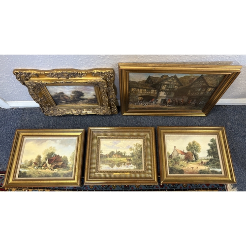 137 - A selection of five gilt framed competent copies. Various sizes. Est. £20 - £30.