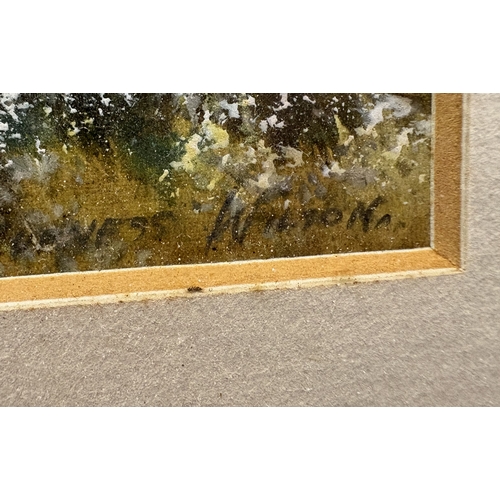 138 - FURNISS WILSON: (British, 20th Century): A pair of gilt framed and glazed watercolours depicting mou... 