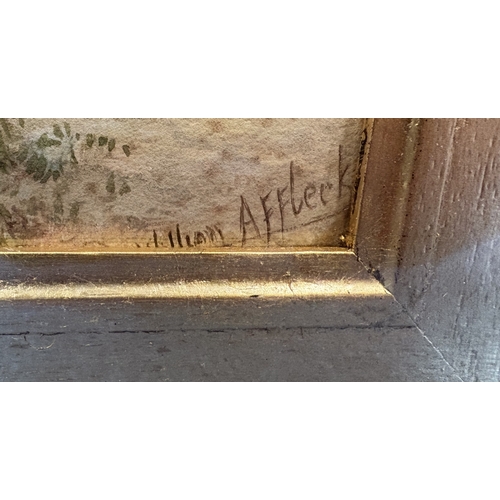 14 - WILLIAM AFFLECK: (British, 1869 - 1943): A gilt framed and glazed watercolour depicting a lady stand... 