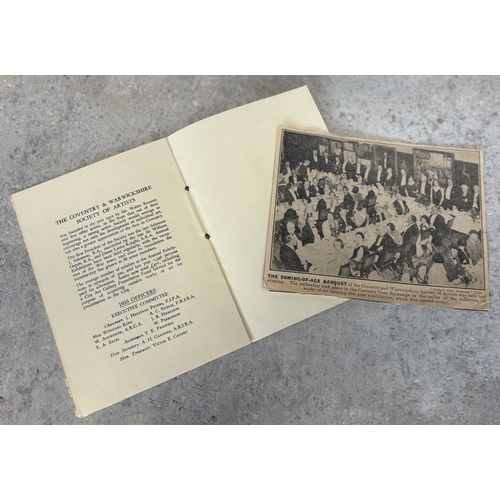 142 - DAME LAURA KNIGHT: (English, 1877 - 1970). A programme relating to a banquet in celebration of the t... 