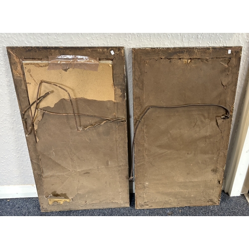 147 - A pair of gilt framed paintings on glass depicting cranes. Approx. 30 cm x 60 cm (ss). Est. £20 - £3... 