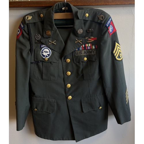 159 - A US Army Airborne dress uniform together with forage cap. Est. £20 - £30.