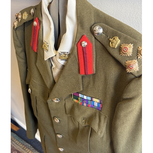 163 - A Royal Gloucestershire Regiment No.2 dress uniform together with cap. Carrying rank of a Brigadier.... 