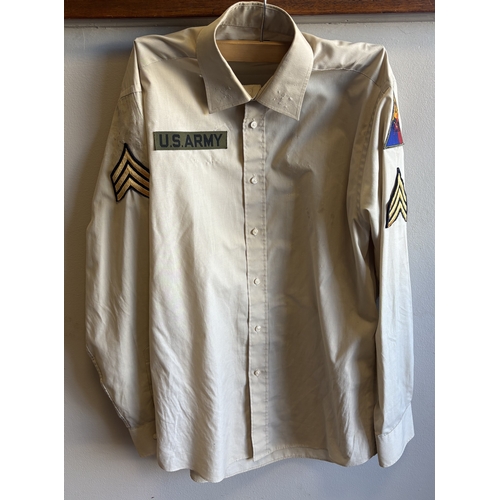 167 - A reproduction US Army battle dress jacket together with US Army shirt and trousers. Est. £10 - £20.