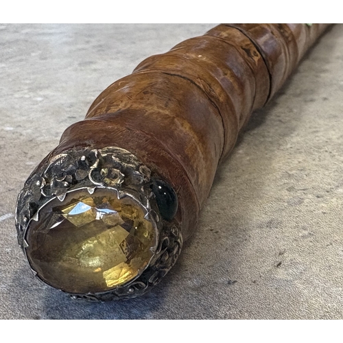 181 - A 20th Century bamboo sword stick with jewelled pommel. Est. £50 - £80.