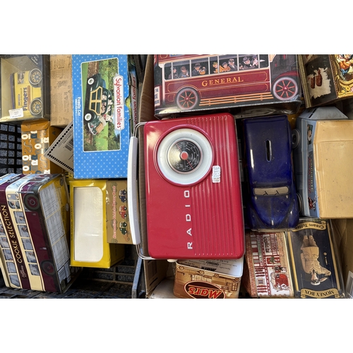 227 - A collection of various advertising money boxes and tins etc. Est. £20 - £30.