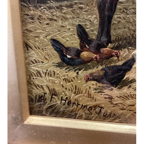 36 - JOHN FREDERICK HERRING JUNIOR (British, 1815 -1907): A gilt framed and glazed oil on canvas depictin... 