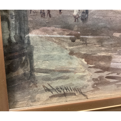 4 - ALFRED LEYMAN: (British, 1856 - 1933): A gilt framed and glazed watercolour entitled 'The Butterwalk... 