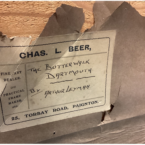 4 - ALFRED LEYMAN: (British, 1856 - 1933): A gilt framed and glazed watercolour entitled 'The Butterwalk... 