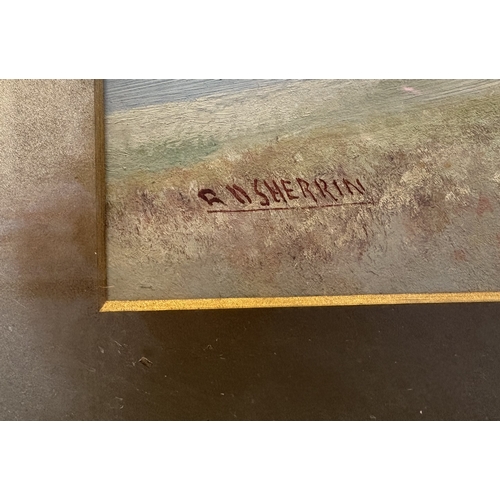 51 - REGINALD DANIEL SHERRIN: (British, 1891 - 1971): A gilt framed and glazed gouache entitled 'Near Tav... 