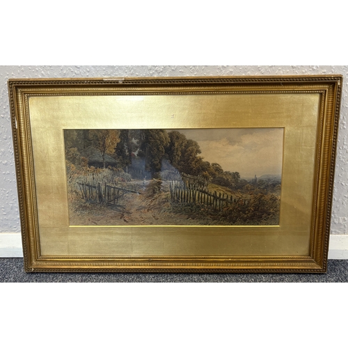 71 - ALFRED LEYMAN: A gilt framed and glazed watercolour entitled 'Clearing of a lowering day in Autumn' ... 