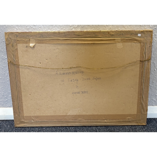 72 - ARTHUR SUKER: (British, 1857 - 1902): A gilt framed and glazed watercolour depicting seagulls flying... 