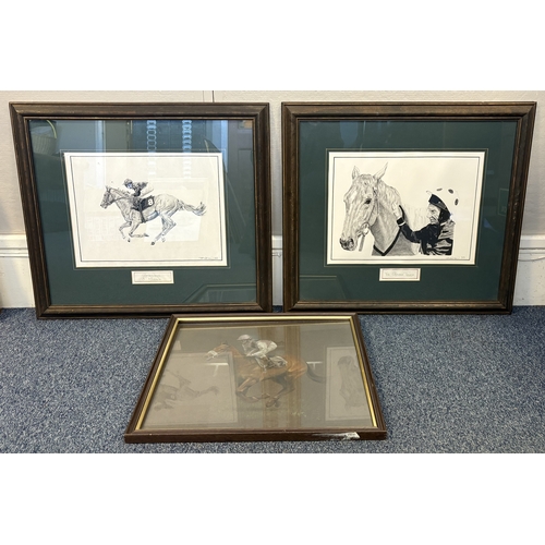 90 - OF HORSE RACING INTEREST: A pair of framed and glazed prints entitled 'The Golden Touch' depicting L... 