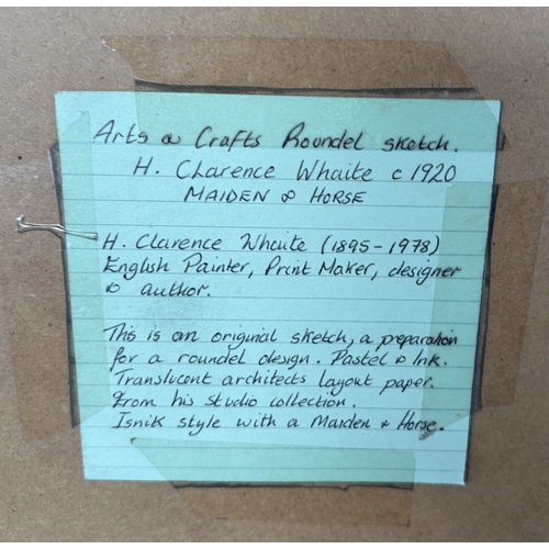 93 - HENRY CLARENCE WHAITE: (British: 1828 - 1912): A framed and glazed roundel ink, charcoal and chalk s... 