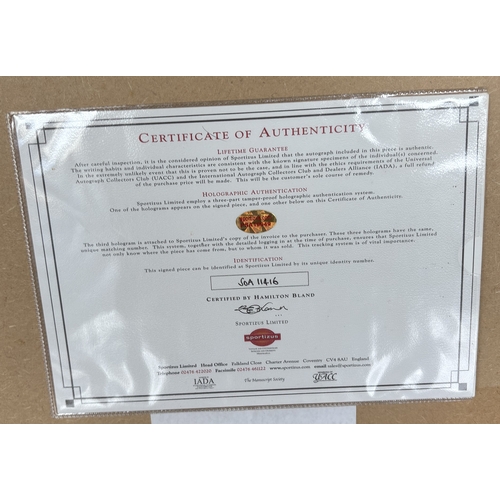 95 - A gilt framed and glazed print depicting David Beckham. Signed to bottom middle and bearing Sportizu... 