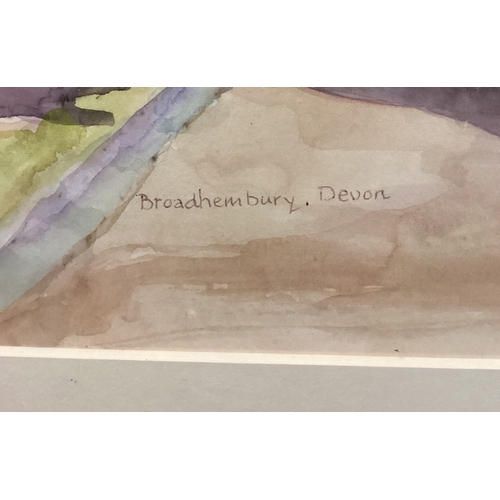 99 - JULIA BASTIAN: (British, 20th Century): A framed and glazed watercolour depicting the village of Bro... 