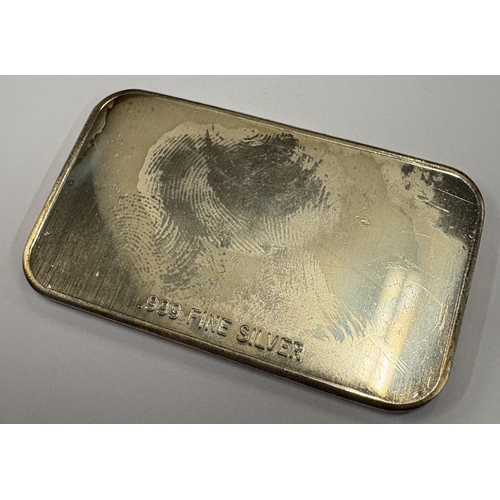 108 - OF RAILWAY INTEREST: A one ounce silver ingot entitled 'Go First Class'. Approx. 38 grams. Est. £30 ... 