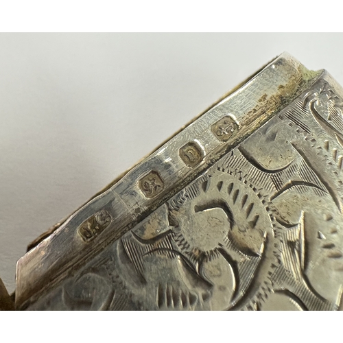 115 - A Victorian silver vesta case with engraved decoration. Birmingham 1898. By Joseph Gloster. Approx. ... 