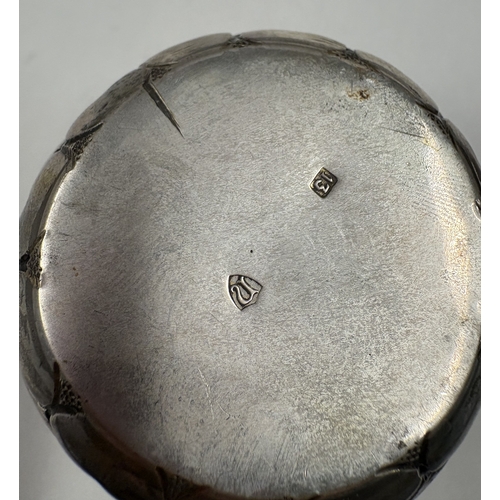 141 - A fine quality German silver beaker chased with heart decoration. Approx. 224 grams. Est. £300 - £40... 