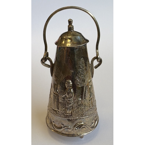 2 - A miniature Continental silver ewer of tapering form decorated with figures. Approx. 28 grams. Est. ... 